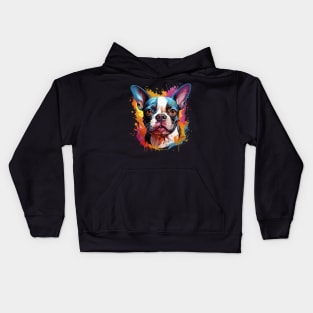 Boston Terrier Rainbow Kids Hoodie